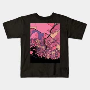 Genoa Map Pattern in Purple & Pink Kids T-Shirt